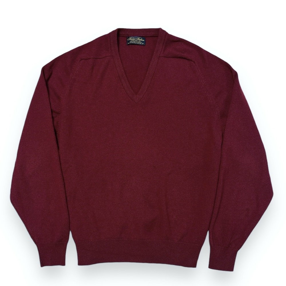 BROOKS BROTHERS 100% Cashmere V Neck Sweater Vintage 90s Burgundy
